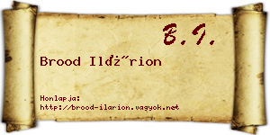 Brood Ilárion névjegykártya